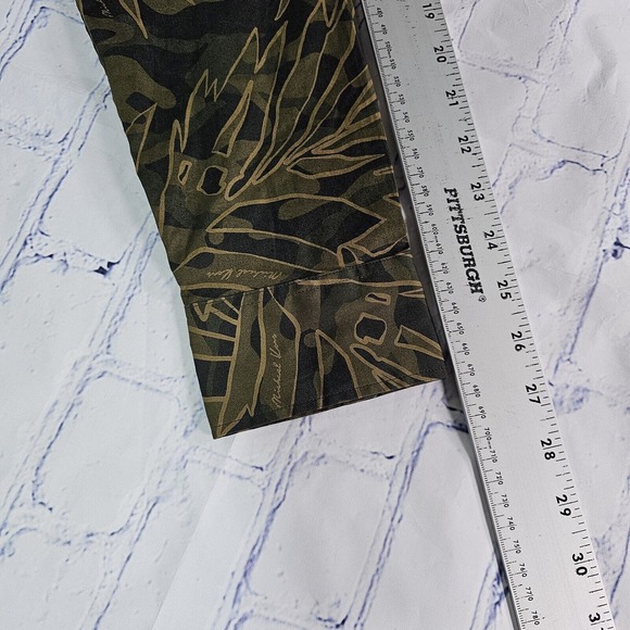 Michael Kors Peformance Stretch Shirt Green Floral Long Sleeve Button MENS M - Picture 4 of 8